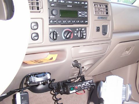 2001 Ford Excursion - Replaced the cheap switch for the Entertainment system, also shown is the Tekonsha, and a CB for those long hauls with the trailer.