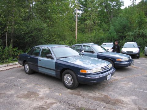 1991 Ford LTD Crown Victoria - Two Ford Crown Victorias parked in a lot, one has a two-tone paint scheme.