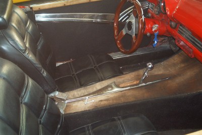 1972 Ford Ranchero - Interior view of a 1972 Ford Ranchero, showing seats, dashboard, and shifter.