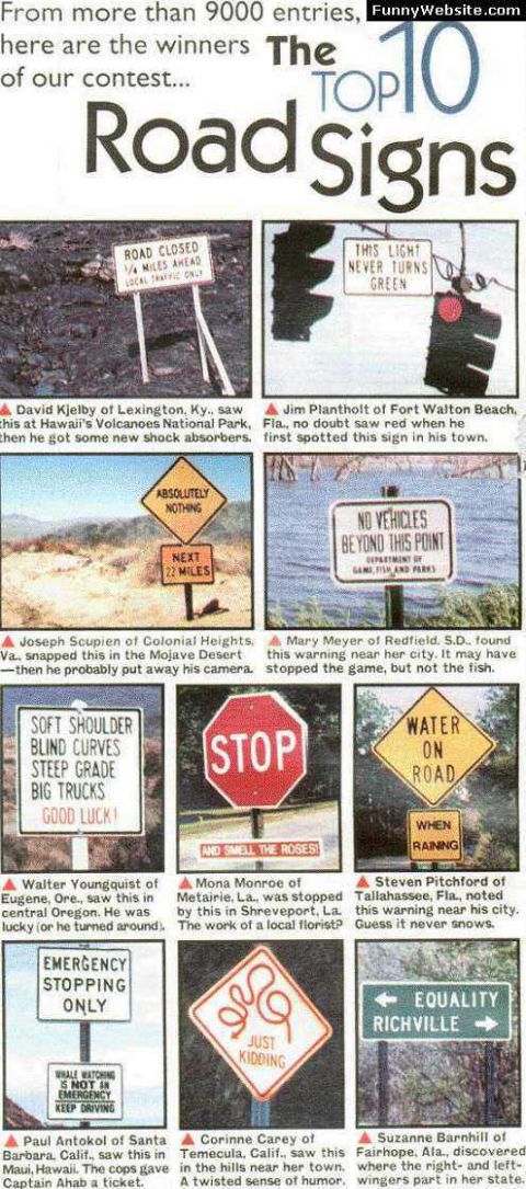 1999 Ford Crown Victoria - A collection of humorous and unusual road signs from around the United States is presented.