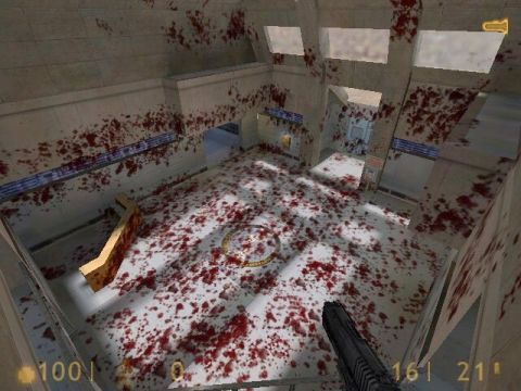 1999 Ford Crown Victoria - This is a screenshot of a video game scene covered in blood splatters.
