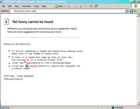 1999 Ford Crown Victoria - This is a screenshot of a "Teh funny cannot be found" error page displayed in Internet Explorer.