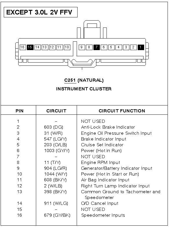 C251 back of IP, speedo inputs.