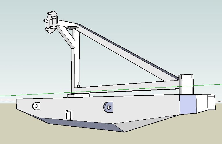 3D SketchUp model render of a rear bumper with swing-out tire carrier, no dimensions