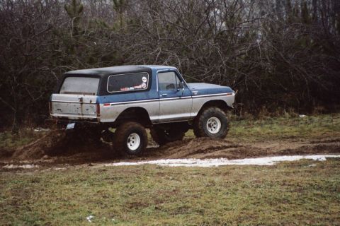 1979 Ford Bronco - This 1979 Ford Bronco is tackling some muddy terrain off-road.
