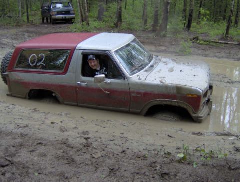 1989 Ford Bronco - He wanted to wuss out and go around. ( like me, I only have 33's) But I talked him into trying...He failed..........