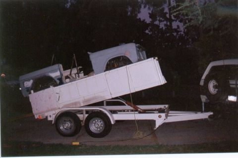 1966 Ford Bronco - dump trailer worked as a car trailer