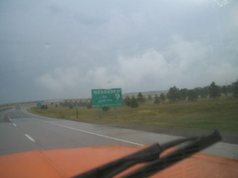 1979 Ford Bronco - Driving into Nebraska, the sign says 'Welcome to Nebraska...the good life'.