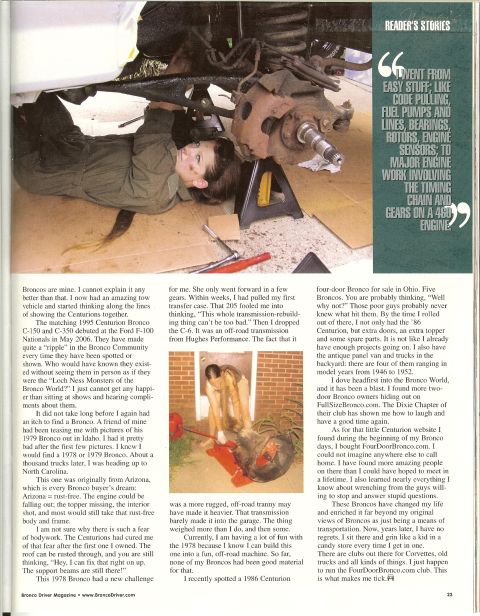 1993 Ford C-350 (Centurion Conversions) - A woman works on the suspension of a vehicle that is jacked up for repairs.