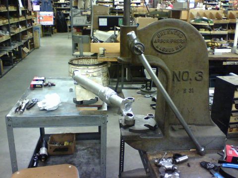 1989 Ford Bronco - here is the set up I had used to disasemble and reassemble the driveshaft components. I used an arborpress but many use hammers/vises etc t…