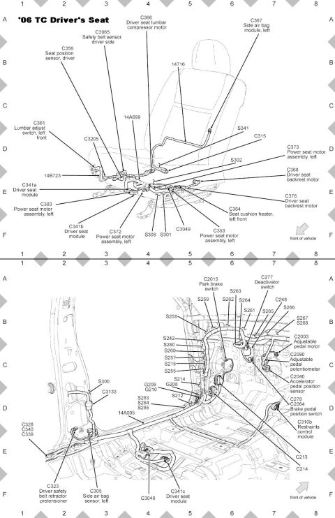 1994 Ford Crown Victoria - Driver's Memory Seat '06 LTC Component View & Connectors