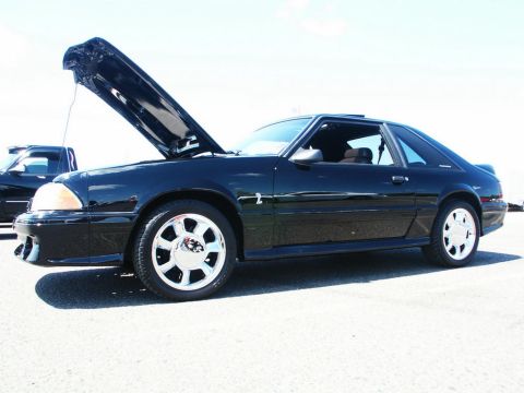 2001 Mercury Grand Marquis - A black coupe, likely a 1993 model, is displayed with its hood open at a car show.