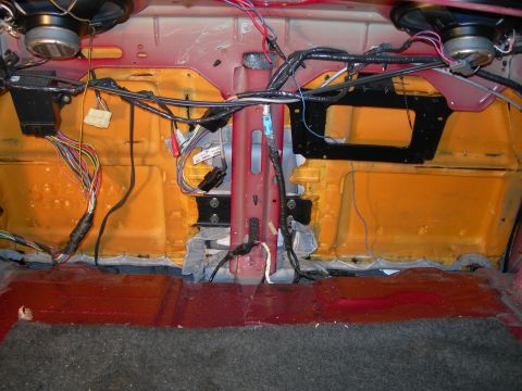 1992 Ford Taurus - Interior view of car with wiring and speakers exposed, likely during a repair or upgrade.