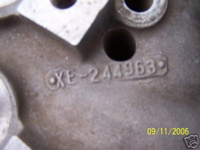 1972 Ford Ranchero - Close-up of a metal part showing the casting number XE-244963.
