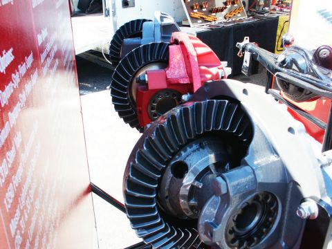 2001 Mercury Grand Marquis - Close-up of differential gears and housings at a car show display.