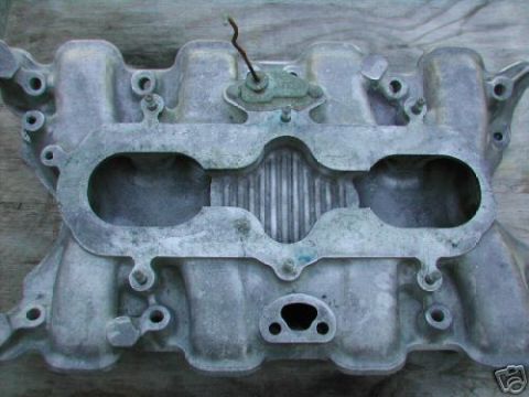 1972 Ford Ranchero - Aluminum intake manifold shown with Supermotors.net branding at the bottom right.