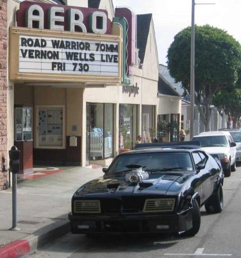 1972 Ford Ranchero - A modified 1972 Ford Ranchero, known as the "Pursuit Special" from Mad Max, is seen outside the Aero Theatre.