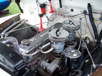 1972 Ford Ranchero - Customized engine bay with dual carburetors and chrome accents.