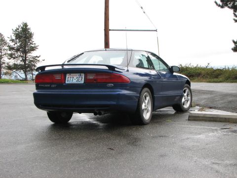 1994 Ford Probe - Rear view of a blue 1994 Ford Probe GT with a spoiler.