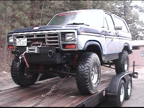 1985 Ford Bronco - My baby strapped to the gurney ready for its trip to the ER!