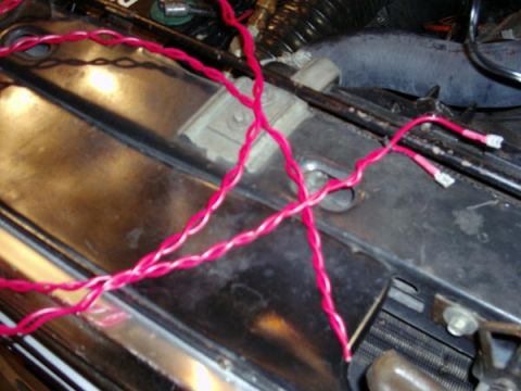 1984 Ford Bronco - Close-up of wiring in an engine bay, likely for a repair or modification.