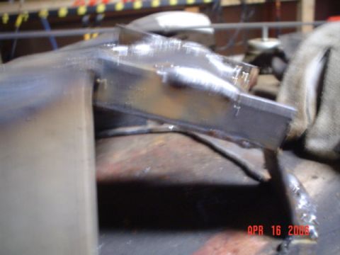 1978 Ford Bronco - I ran an angled piece as a gusset of sorts across the bend, filled with metal to metal, and capped sides. This is for added protection at t…