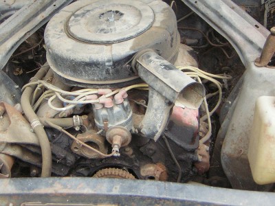 1972 Ford Ranchero - Close-up view of a vehicle's engine compartment, showing various components and wiring.