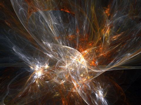 1990 Ford Bronco - Abstract fractal art image with orange and white swirling patterns.
