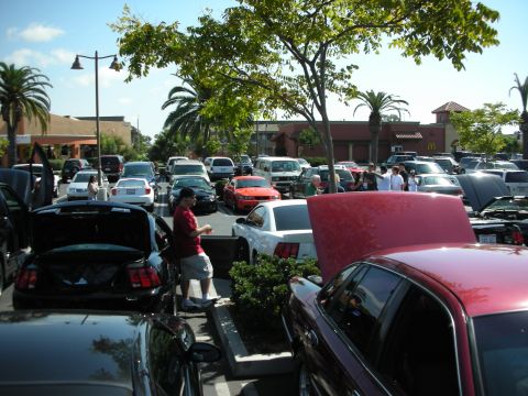 1992 Ford Crown Victoria - A gathering of cars in a parking lot, with several vehicles on display.