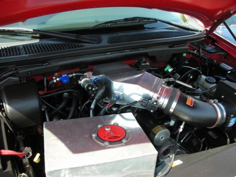 1992 Ford Crown Victoria - Custom engine bay modifications include a large intake and a fuel cell.