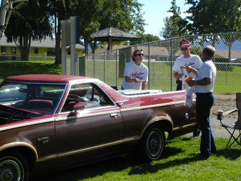 1967 Ford Ranchero - It seems like most of the official business gets done out of the back of our President's 78 Squire. Russ and Becky Weston's mobile office!