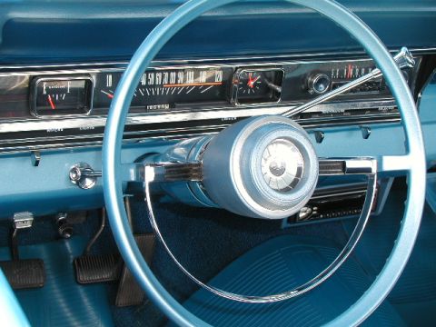 1967 Ford Ranchero - Interior view of a 1967 Ford Ranchero, showing the dashboard, steering wheel, and gauges.