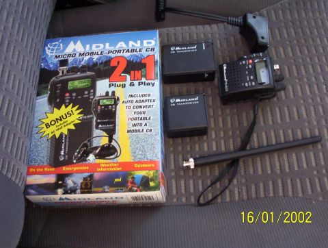 2000 Nissan Xterra - My Midland 75-822 CB. It works on 12V, 8 x AA rechargeables, or 6 x AA alkaline batteries. We will see how it goes.