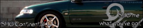 1993 Ford Taurus - Side profile of a 1993 Ford Taurus SHO, custom wheels and text graphics.