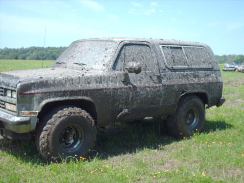 1991 Chevrolet Blazer - This 1991 Chevrolet Blazer is heavily covered in mud after off-roading.