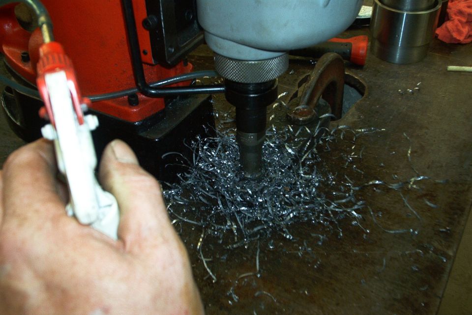 Drilling metal shavings with a spray bottle