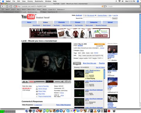 2001 Ford Crown Victoria - This is a screenshot of a YouTube page displaying a music video and related content.