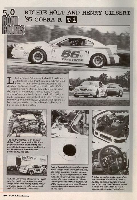 1995 Ford Mustang - This 1995 Ford Mustang Cobra R, number 66, is shown in action on the race track with its distinctive livery.