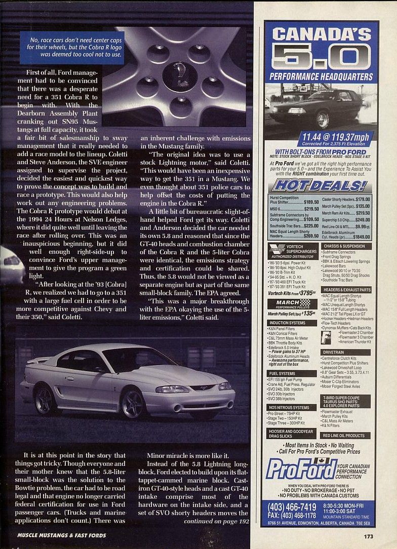 White 1993 Ford Mustang Cobra R, side view, hood scoop, rear spoiler