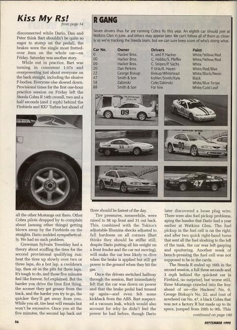 1995 Ford Mustang - Multiple Ford Mustang Cobra R race cars are shown in this registry album photo.