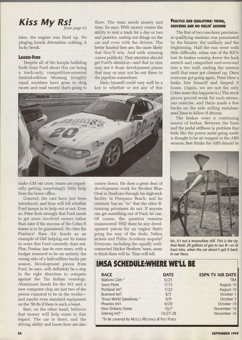 1995 Ford Mustang - A 1994 Ford Mustang race car is shown from the front-three-quarter view, adorned with racing decals and the number 20.