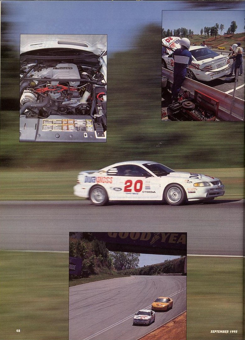 White race car with number 20 and "Duragloss" livery on track