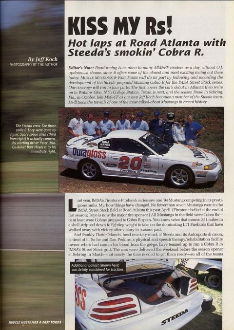 1995 Ford Mustang - A 1994 Ford Mustang Cobra R race car and its crew at Road Atlanta.