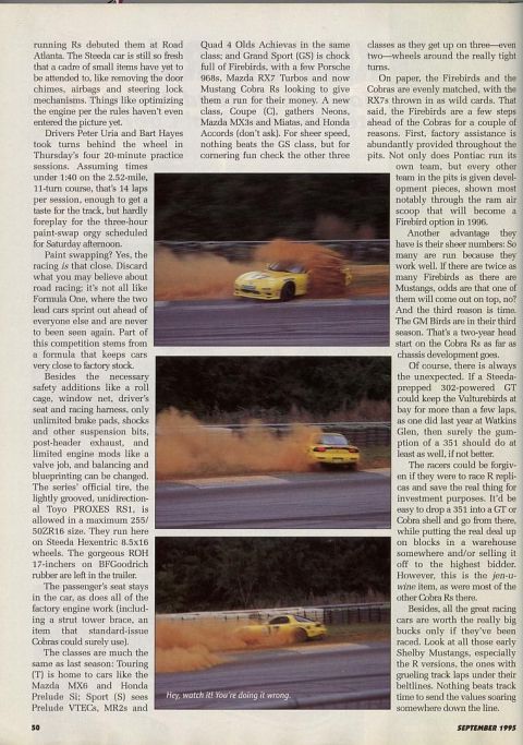 1995 Ford Mustang - A yellow sports car drifts on a race track, creating a cloud of dust.