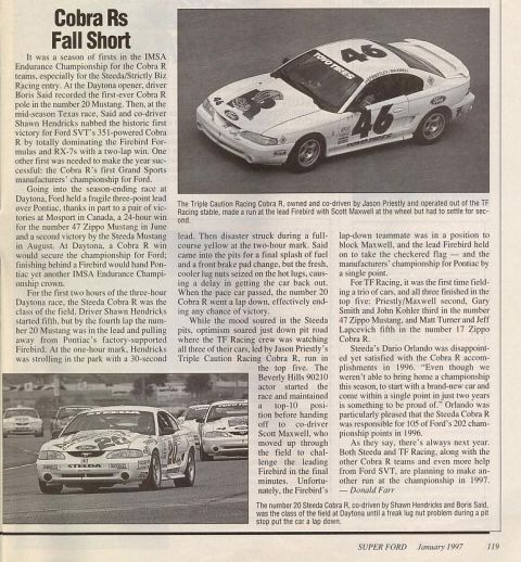1995 Ford Mustang - A 1995 Ford Mustang race car, number 46, is shown in a race. The car is white with racing decals.