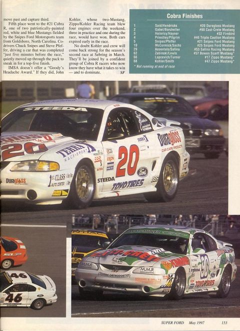 1995 Ford Mustang - Two 1995 Ford Mustangs compete in a race, one with the number 20 and the other with number 90.