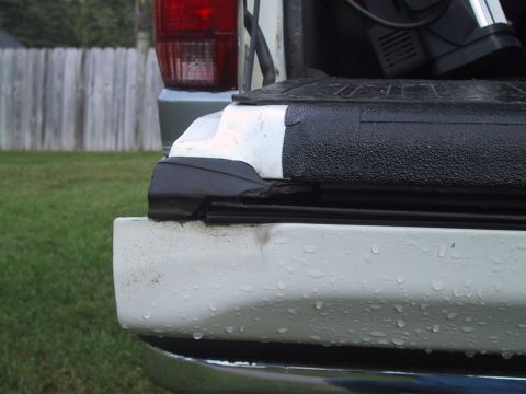 1994 Ford Bronco - The tailgate weather strip on a 1994 Ford Bronco shows wear and tear.