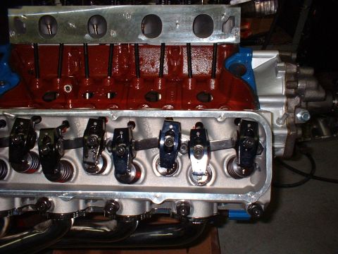 1969 Ford Mustang - The internal components of an engine, specifically the valve train, are shown in this detailed view.
