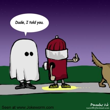1989 Ford Bronco - A ghost and a fire hydrant converse while a dog walks away.
