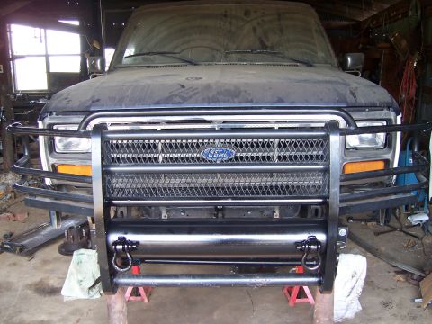 1983 Ford Bronco - Front view of a 1983 Ford Bronco equipped with a heavy-duty brush guard.